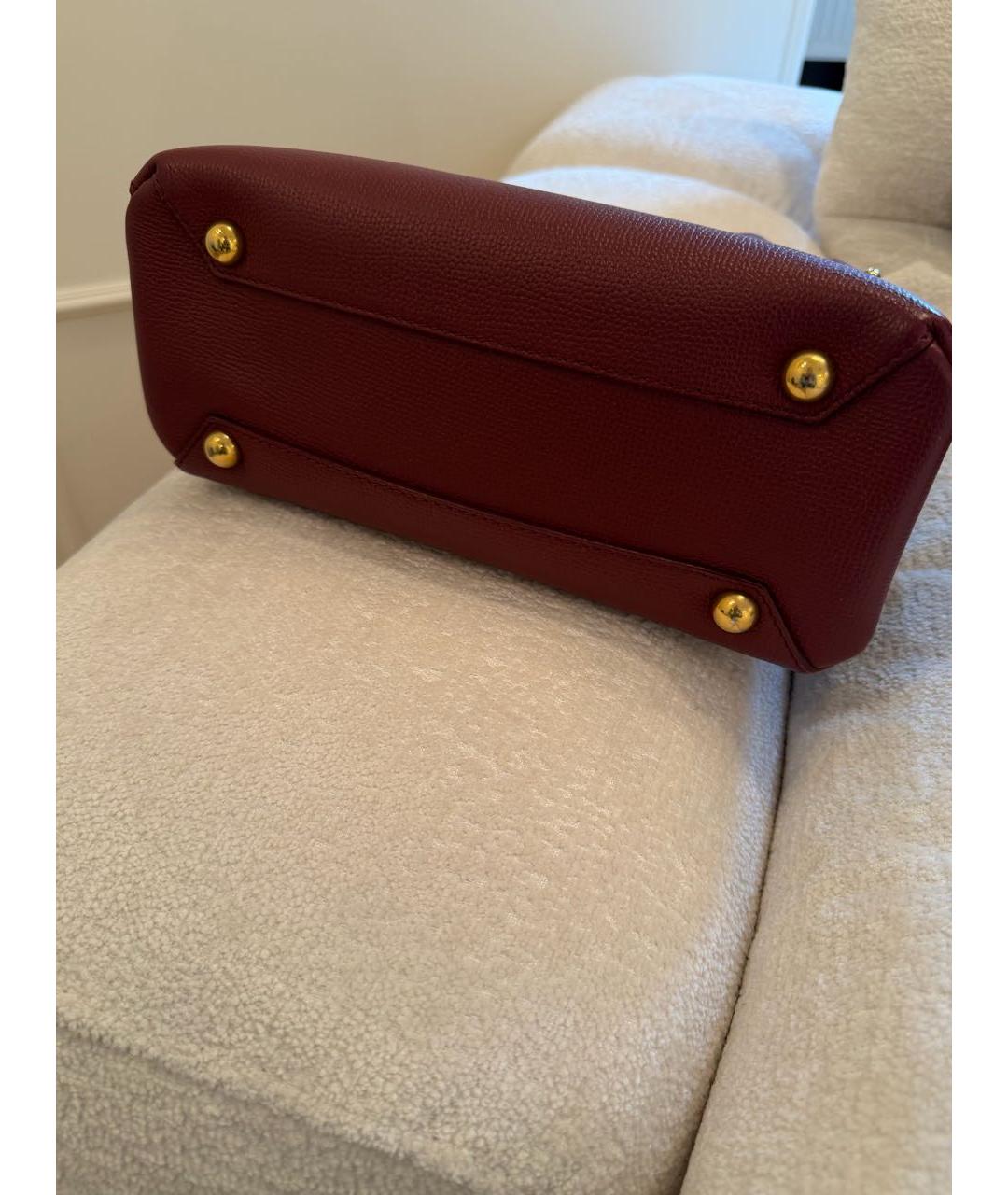 BURBERRY Бордовая кожаная сумка с короткими ручками, фото 3