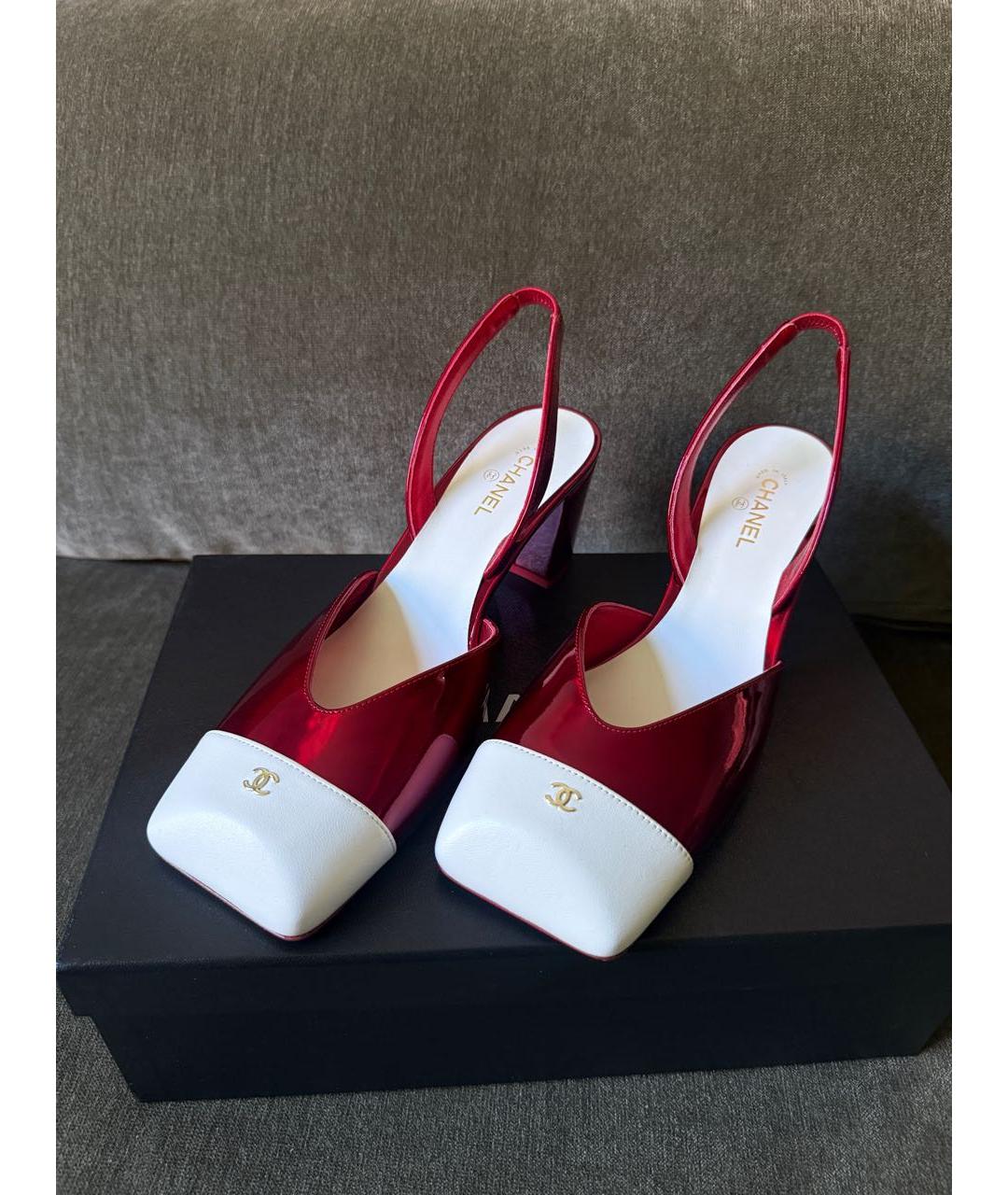CHANEL Красные кожаные туфли, фото 2