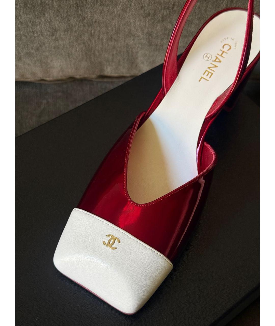 CHANEL Красные кожаные туфли, фото 3