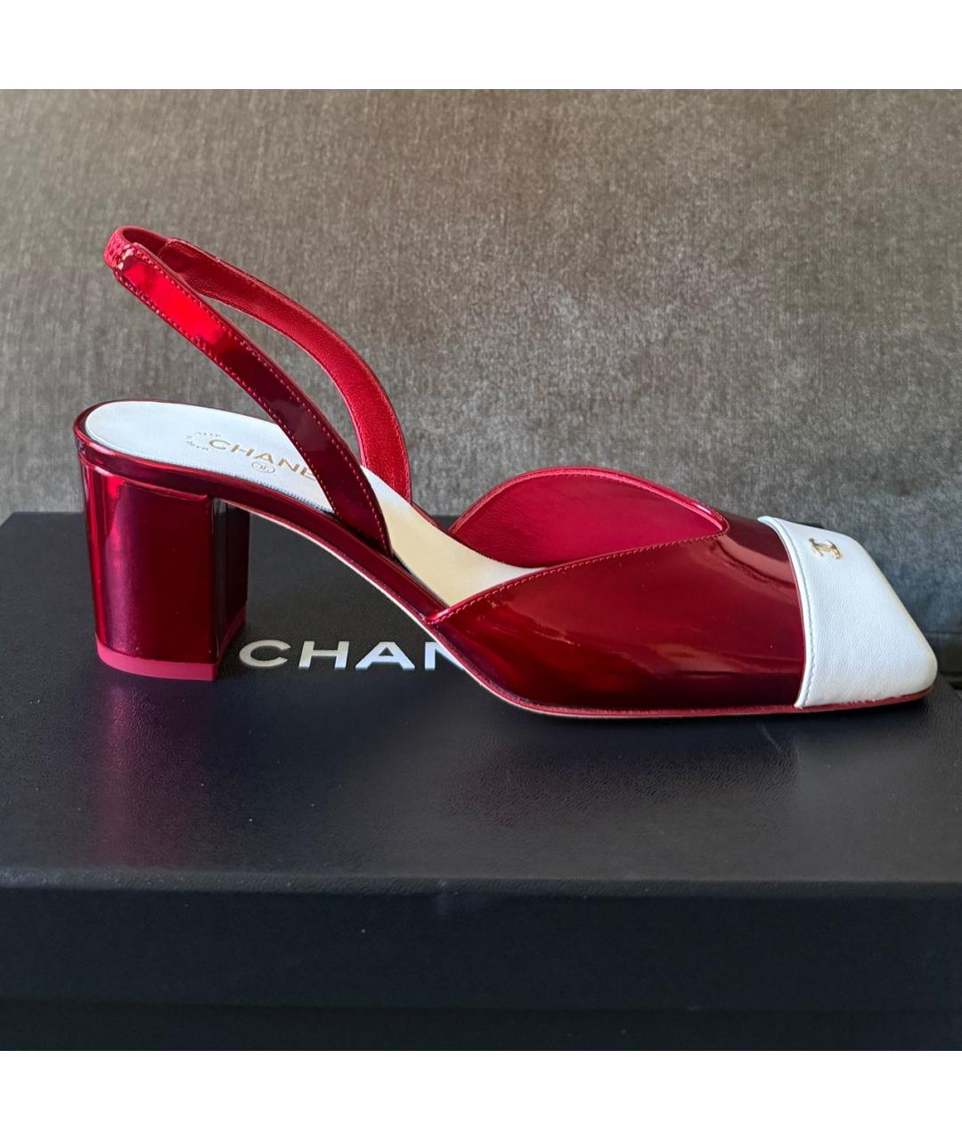 CHANEL Красные кожаные туфли, фото 4