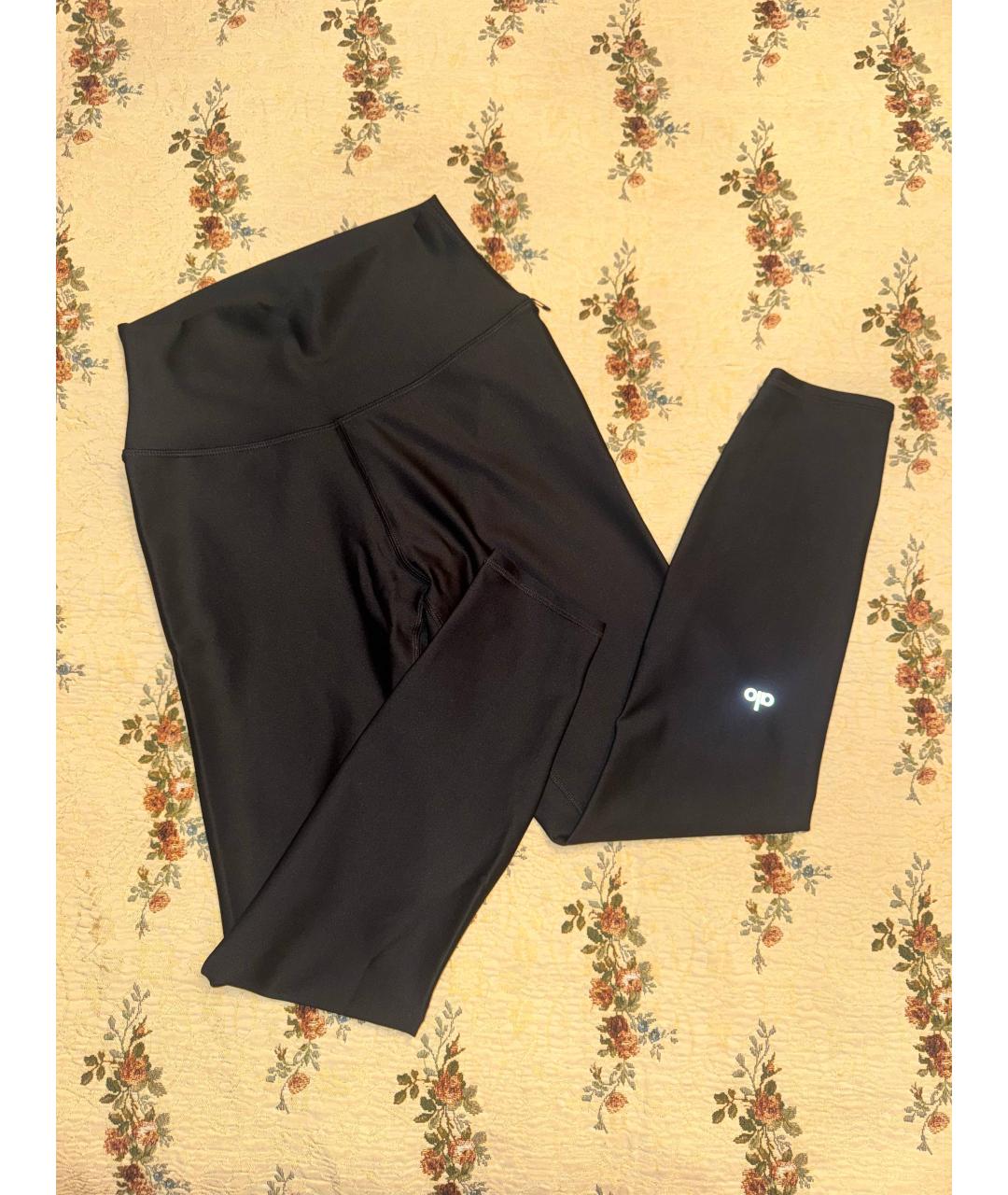 ALO YOGA Черные хлопко-эластановые леггинсы и велосипедки, фото 1