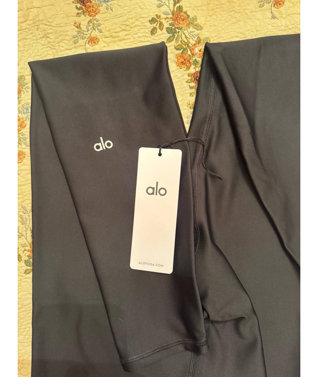 ALO YOGA Черные хлопко-эластановые леггинсы и велосипедки, фото 4