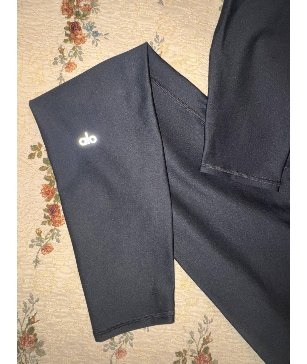 ALO YOGA Черные хлопко-эластановые леггинсы и велосипедки, фото 2