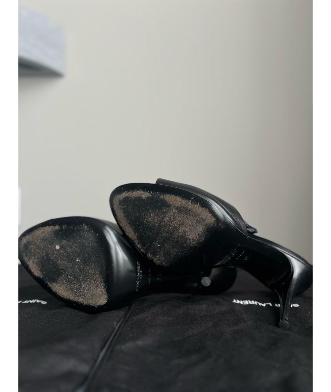 SAINT LAURENT Черные кожаные мюли, фото 7