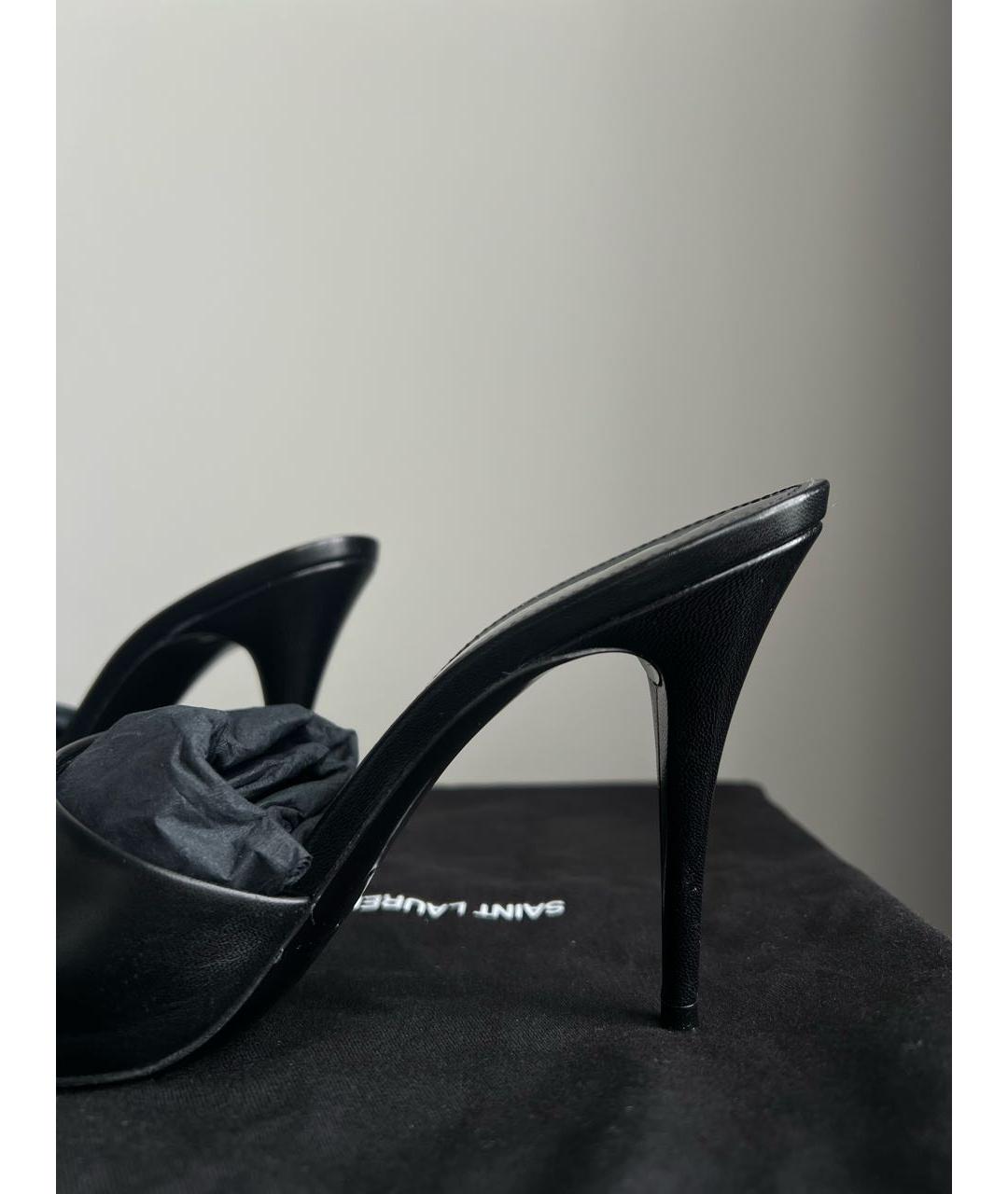 SAINT LAURENT Черные кожаные мюли, фото 6