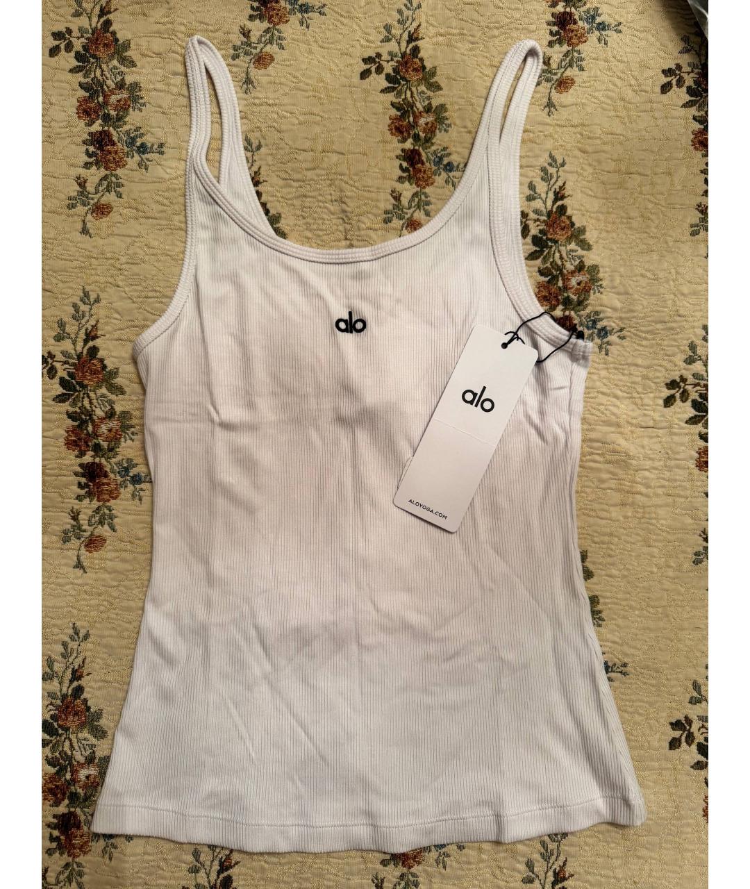 ALO YOGA Белая хлопковая майка, фото 3