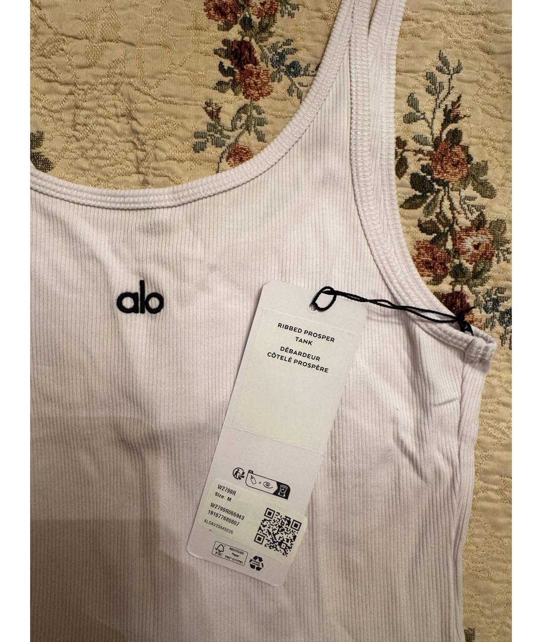 ALO YOGA Белая хлопковая майка, фото 2