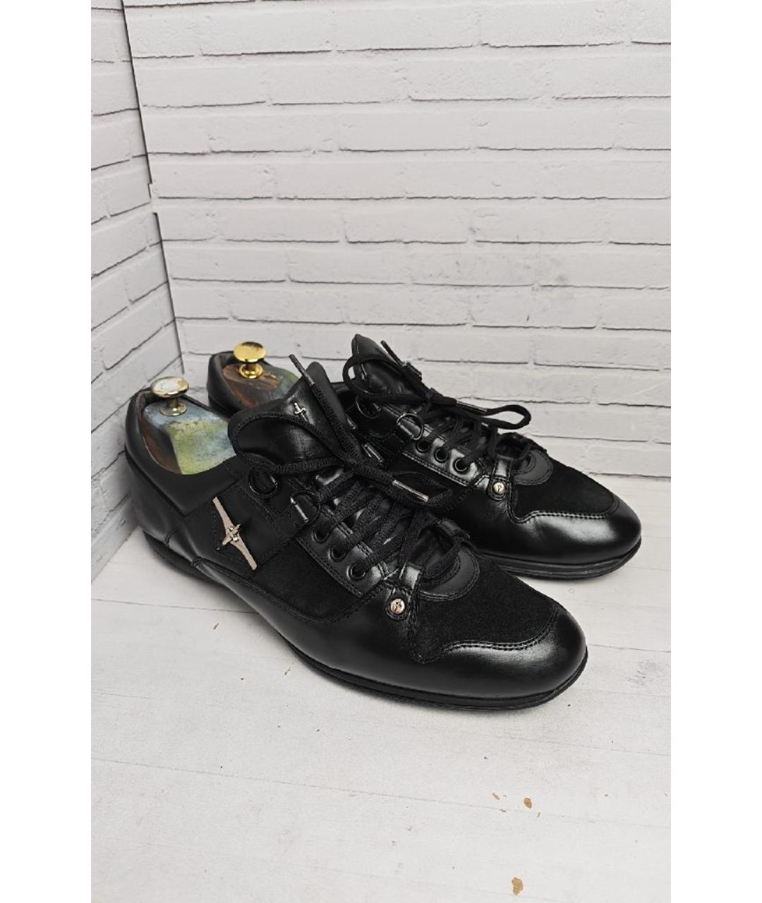CESARE PACIOTTI Черные кожаные низкие кроссовки / кеды, фото 3