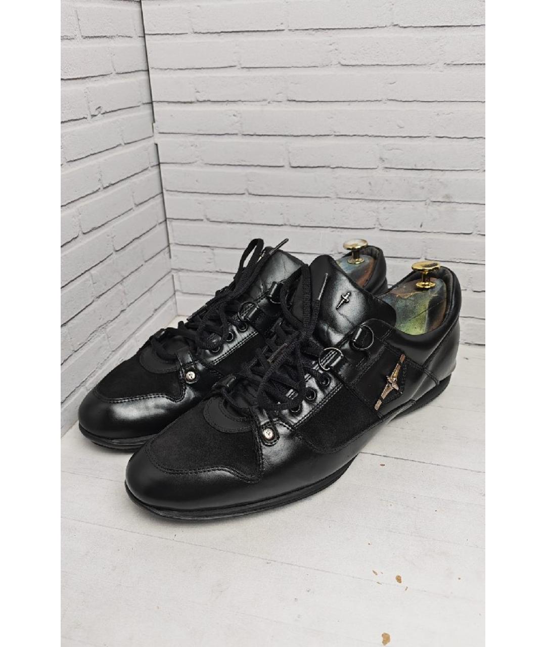 CESARE PACIOTTI Черные кожаные низкие кроссовки / кеды, фото 2