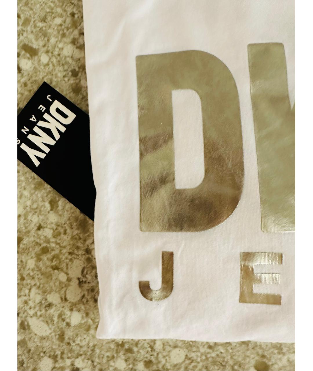 DKNY Белая хлопковая футболка, фото 3