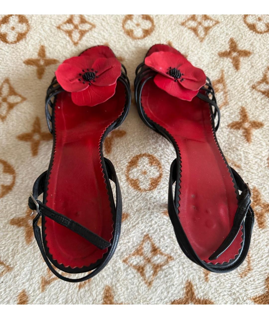 MOSCHINO Черные кожаные босоножки, фото 3