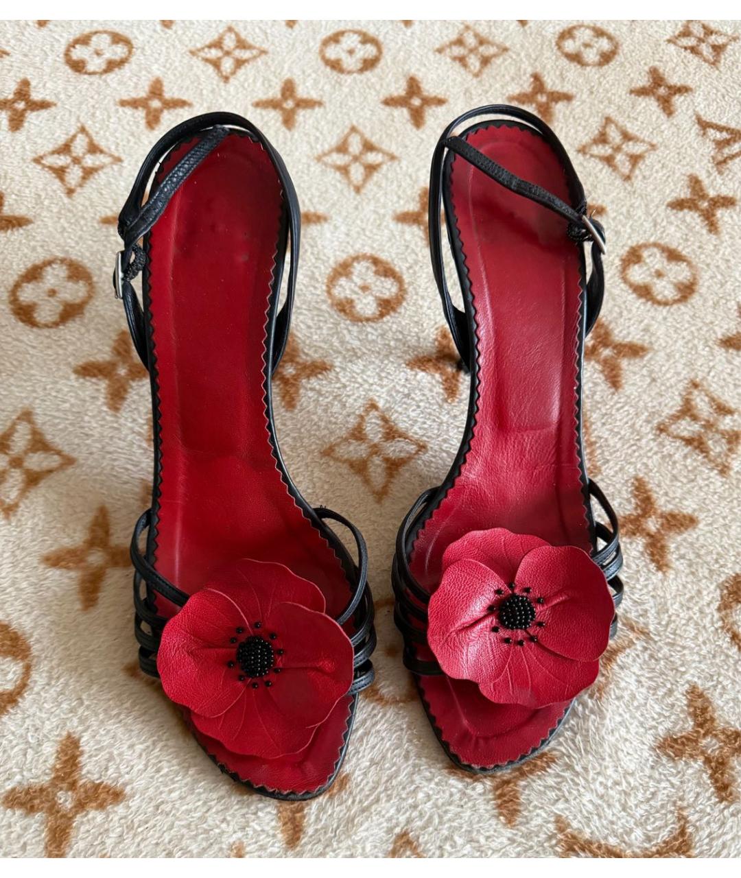 MOSCHINO Черные кожаные босоножки, фото 2