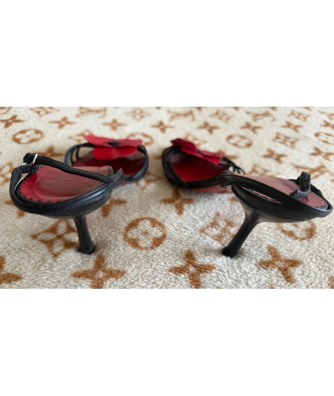 MOSCHINO Черные кожаные босоножки, фото 4