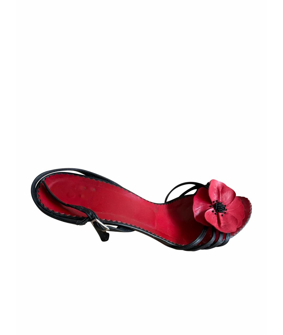 MOSCHINO Черные кожаные босоножки, фото 1