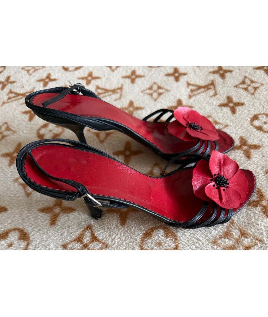 MOSCHINO Черные кожаные босоножки, фото 5