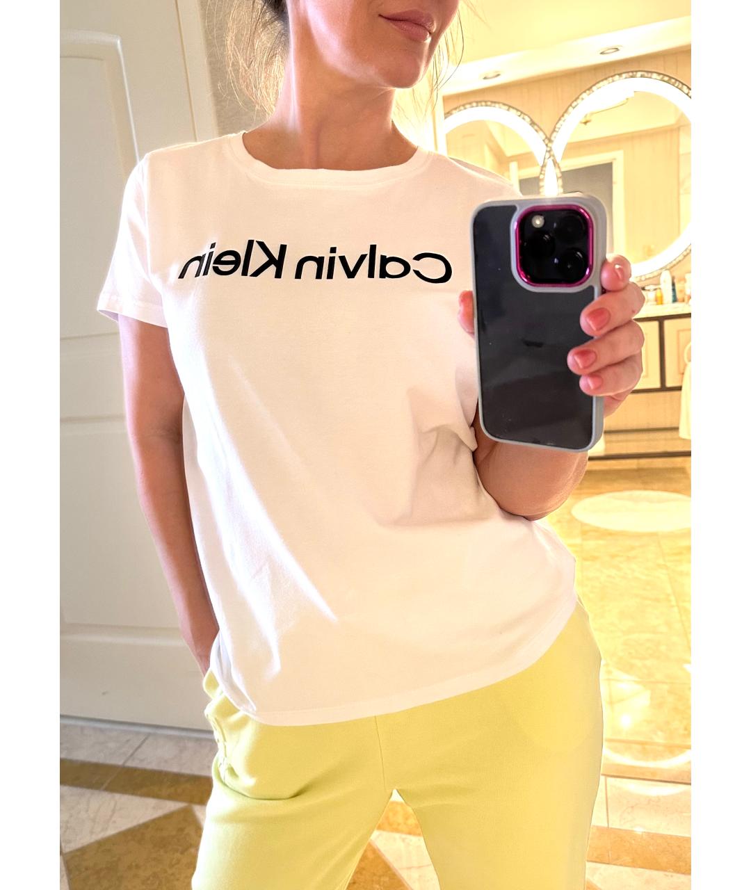 CALVIN KLEIN Белая хлопковая футболка, фото 3