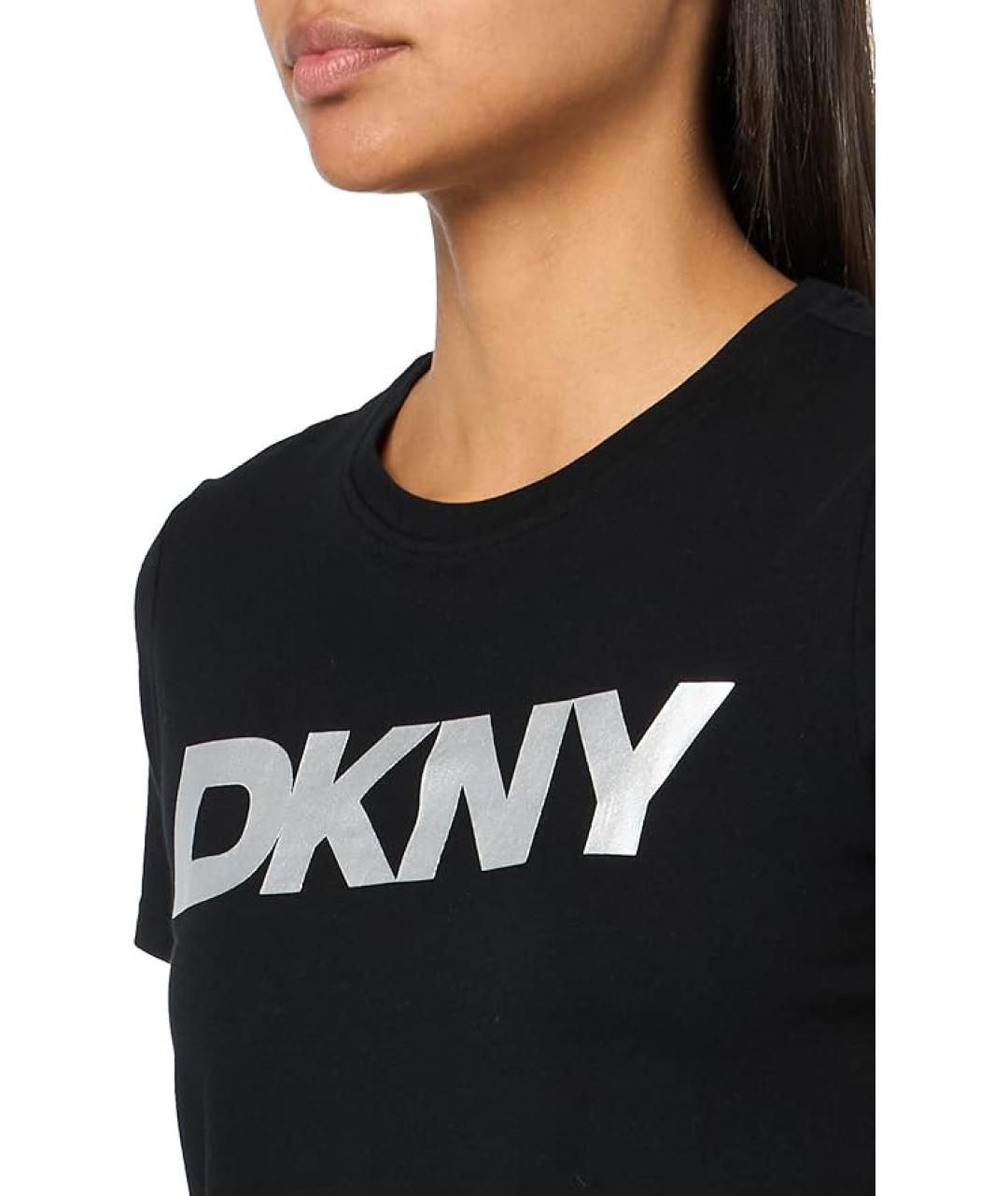 DKNY Черная хлопко-эластановая футболка, фото 4