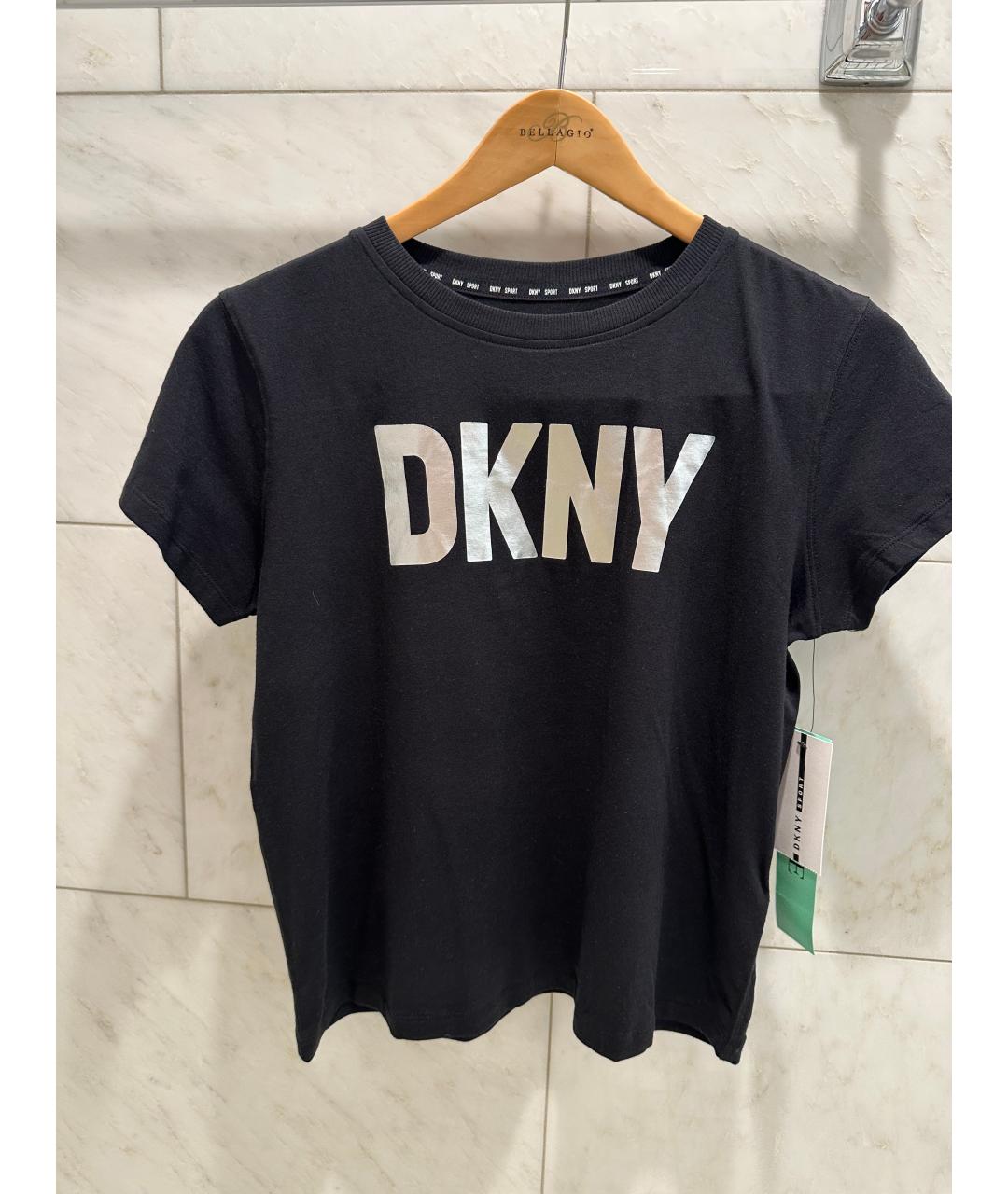 DKNY Черная хлопко-эластановая футболка, фото 5