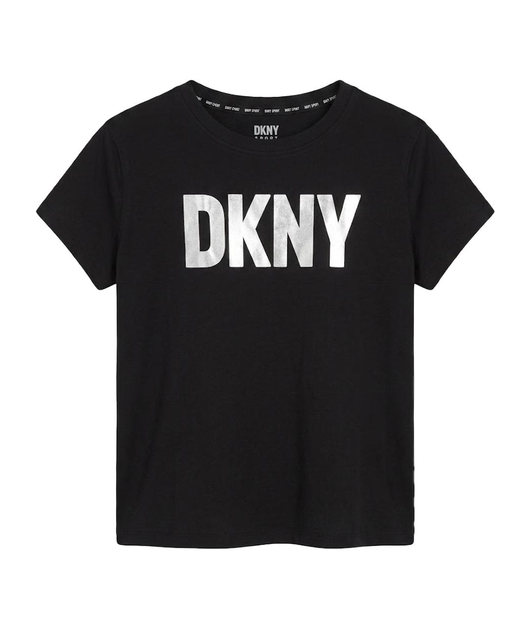 DKNY Черная хлопко-эластановая футболка, фото 1