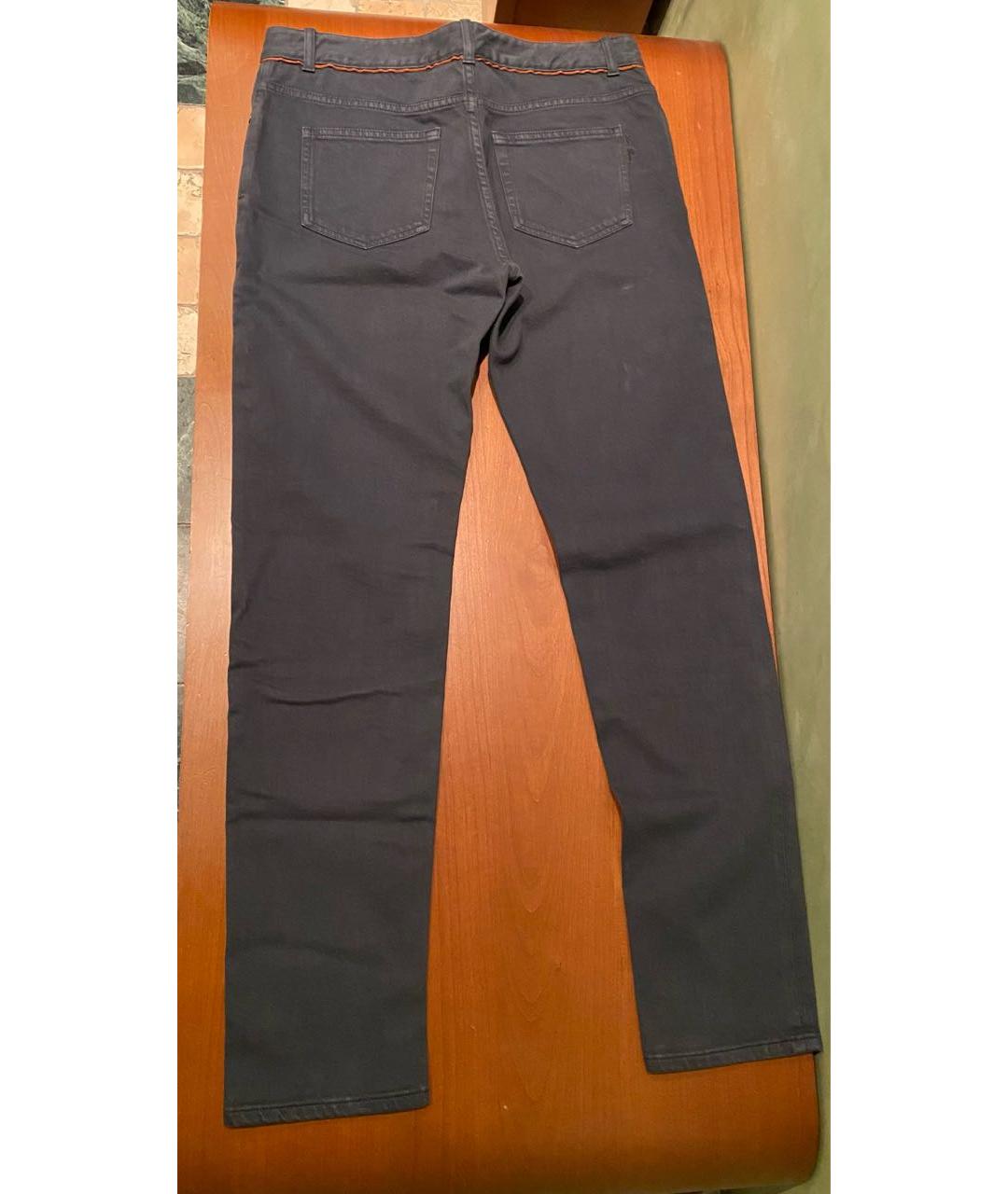 LORO PIANA Темно-синие хлопок-полиэтиленовые прямые джинсы, фото 2