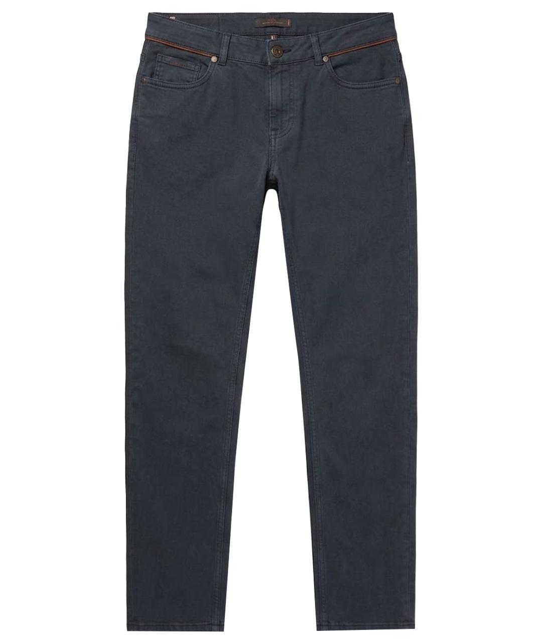 LORO PIANA Темно-синие хлопок-полиэтиленовые прямые джинсы, фото 1