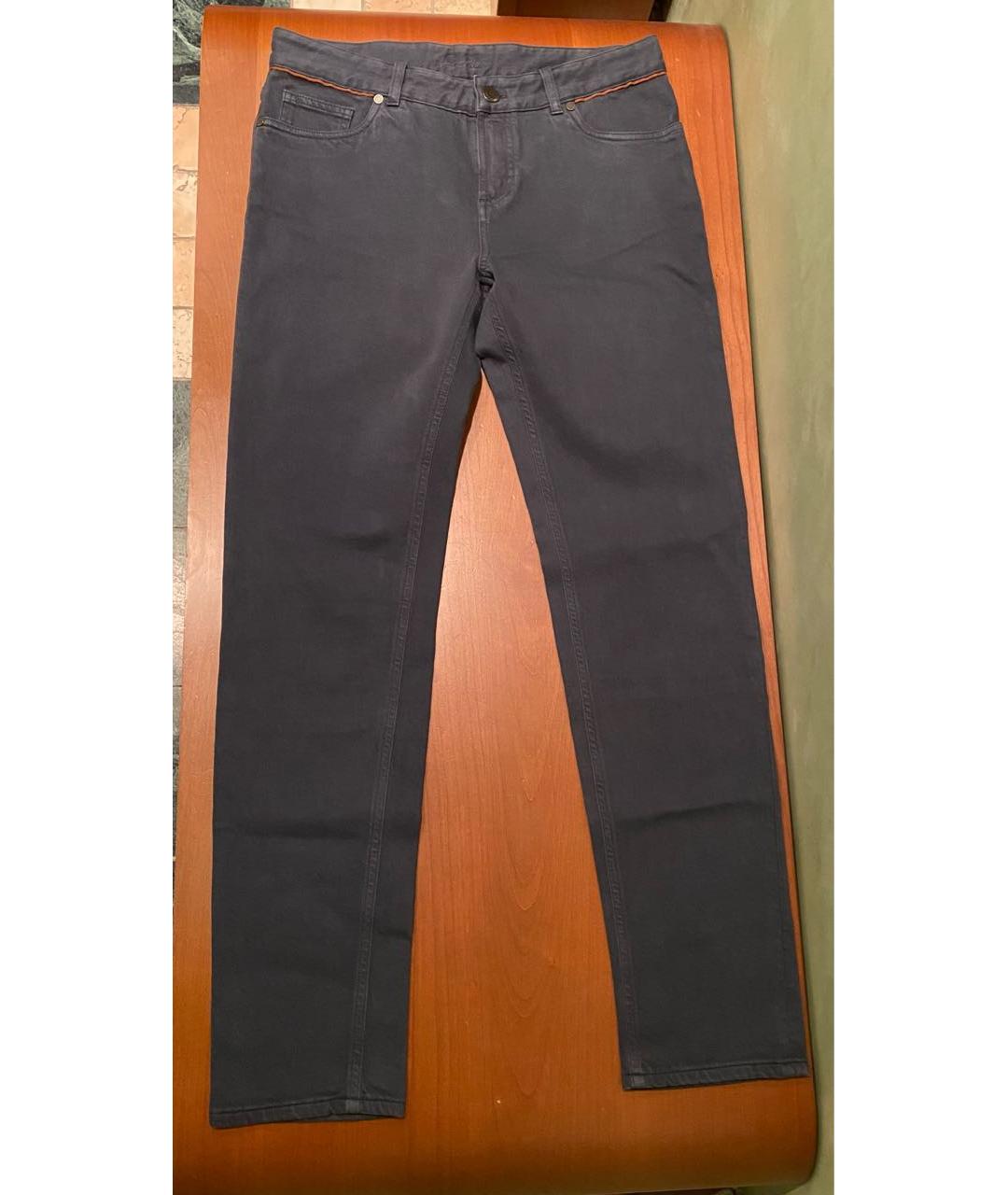 LORO PIANA Темно-синие хлопок-полиэтиленовые прямые джинсы, фото 7