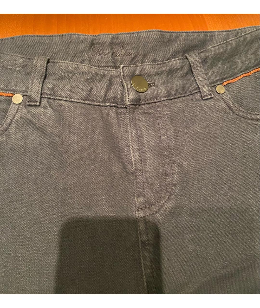 LORO PIANA Темно-синие хлопок-полиэтиленовые прямые джинсы, фото 4