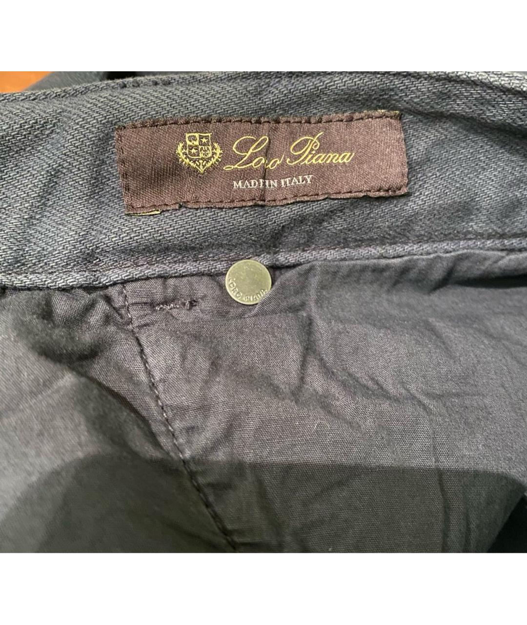 LORO PIANA Темно-синие хлопок-полиэтиленовые прямые джинсы, фото 3