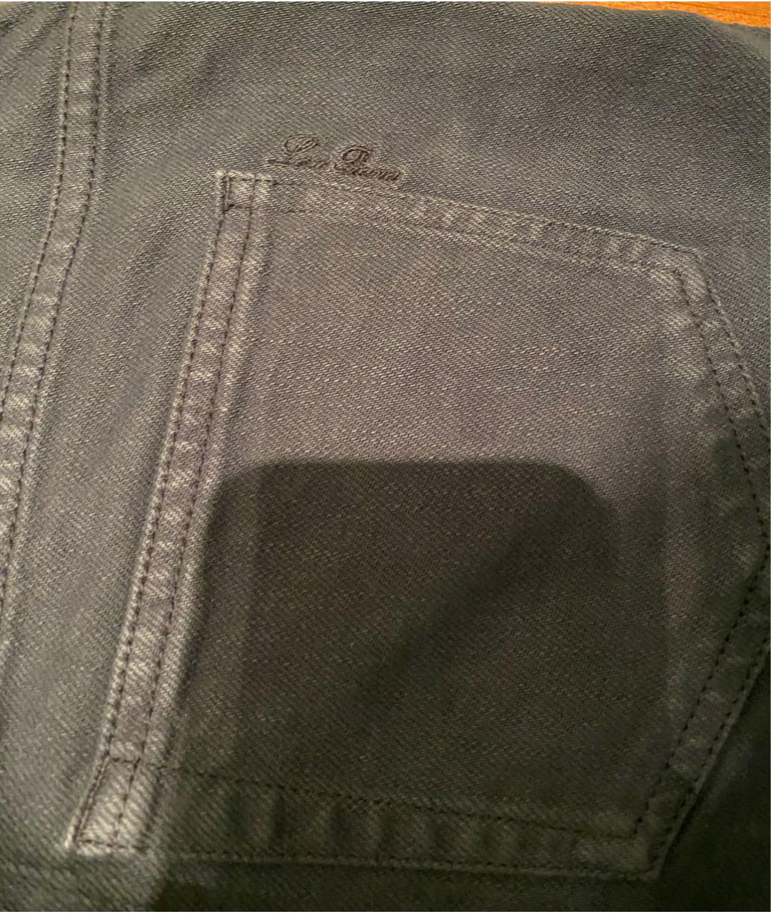 LORO PIANA Темно-синие хлопок-полиэтиленовые прямые джинсы, фото 5