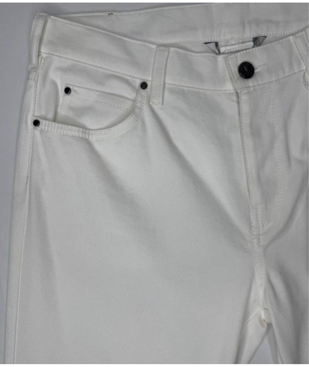 MAX MARA Белые хлопко-эластановые прямые джинсы, фото 6