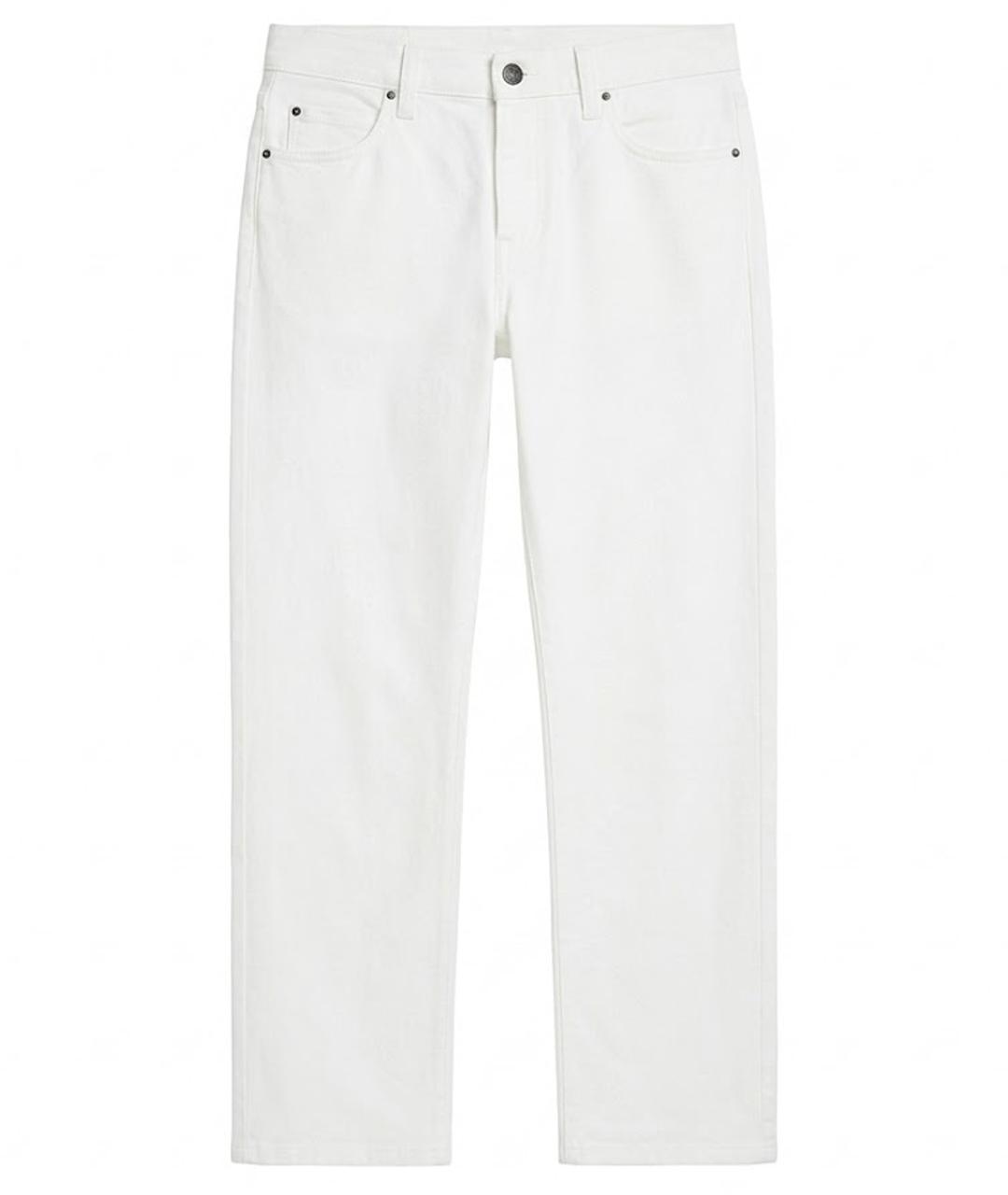 MAX MARA Белые хлопко-эластановые прямые джинсы, фото 1