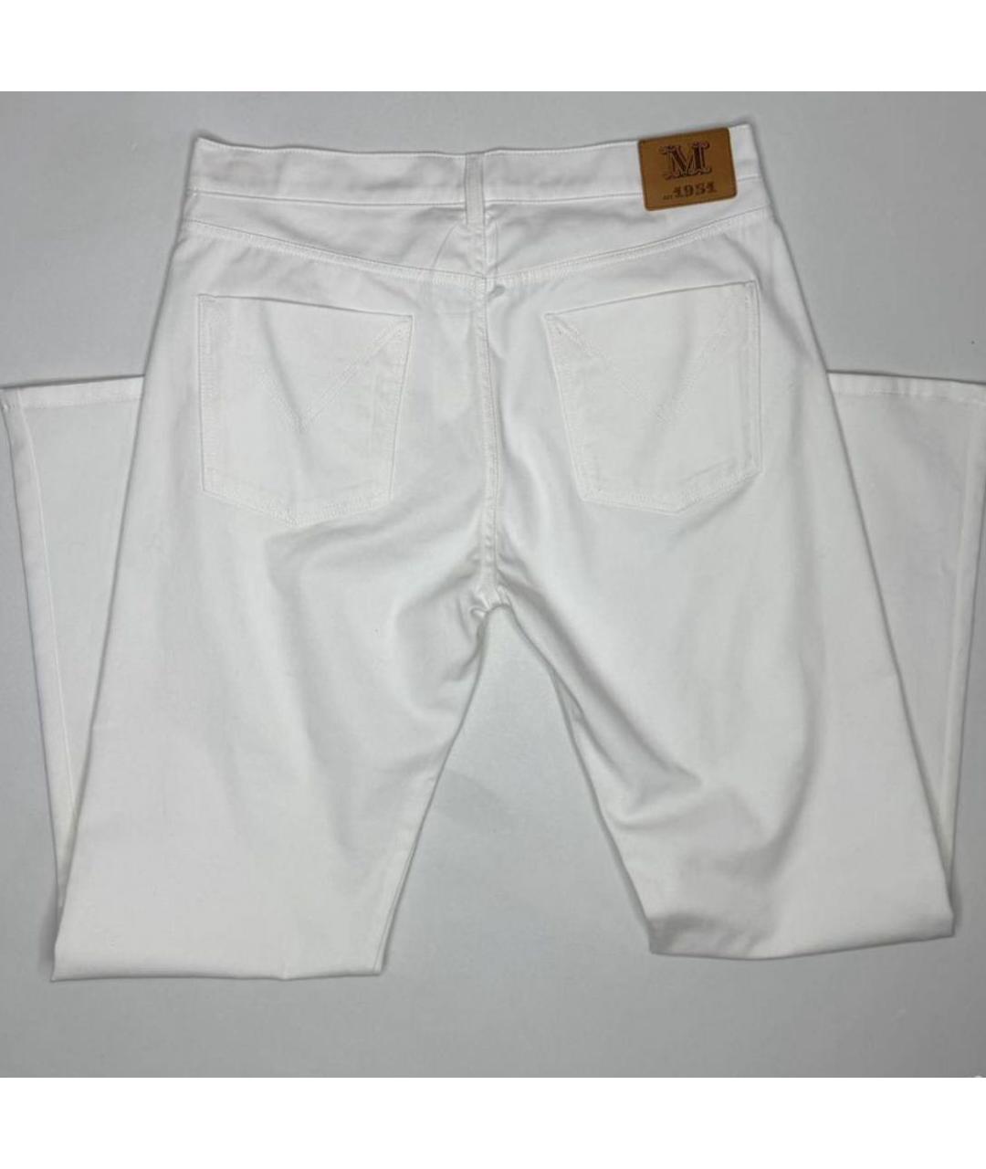 MAX MARA Белые хлопко-эластановые прямые джинсы, фото 7