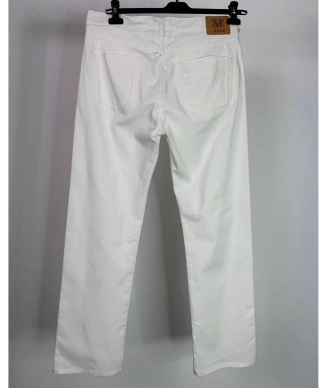 MAX MARA Белые хлопко-эластановые прямые джинсы, фото 2