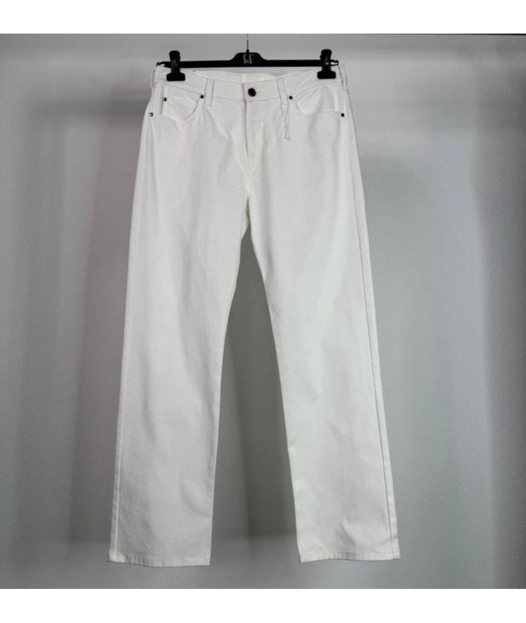 MAX MARA Белые хлопко-эластановые прямые джинсы, фото 8