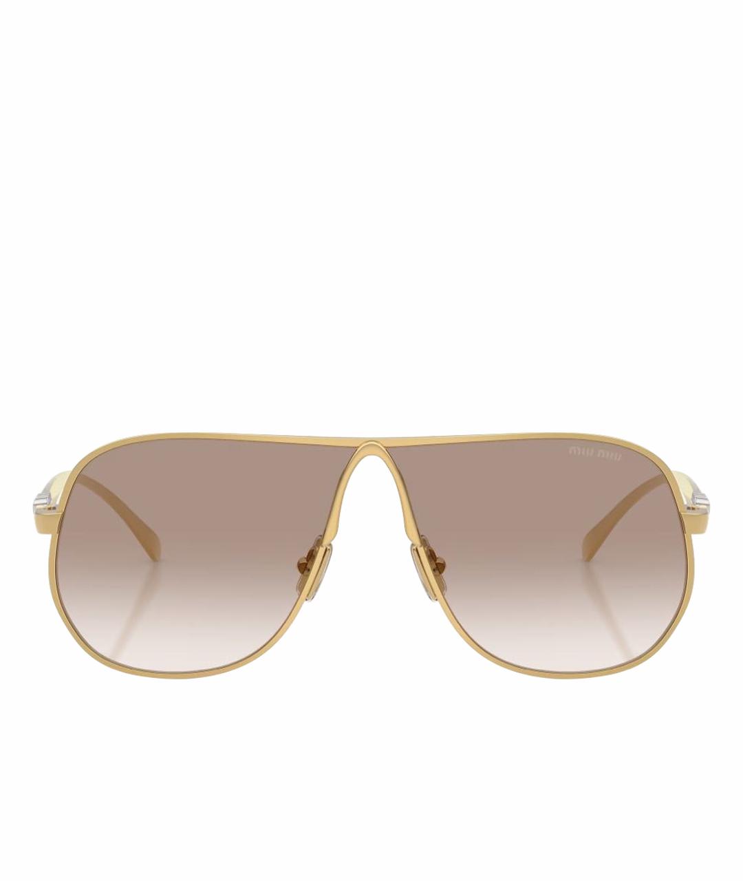 MIU MIU Золотые металлические солнцезащитные очки, фото 1