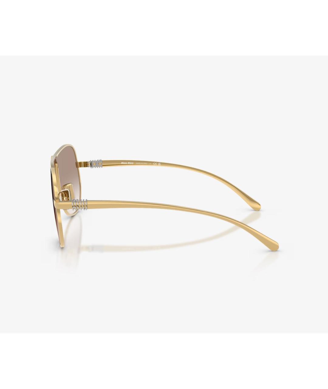 MIU MIU Золотые металлические солнцезащитные очки, фото 3