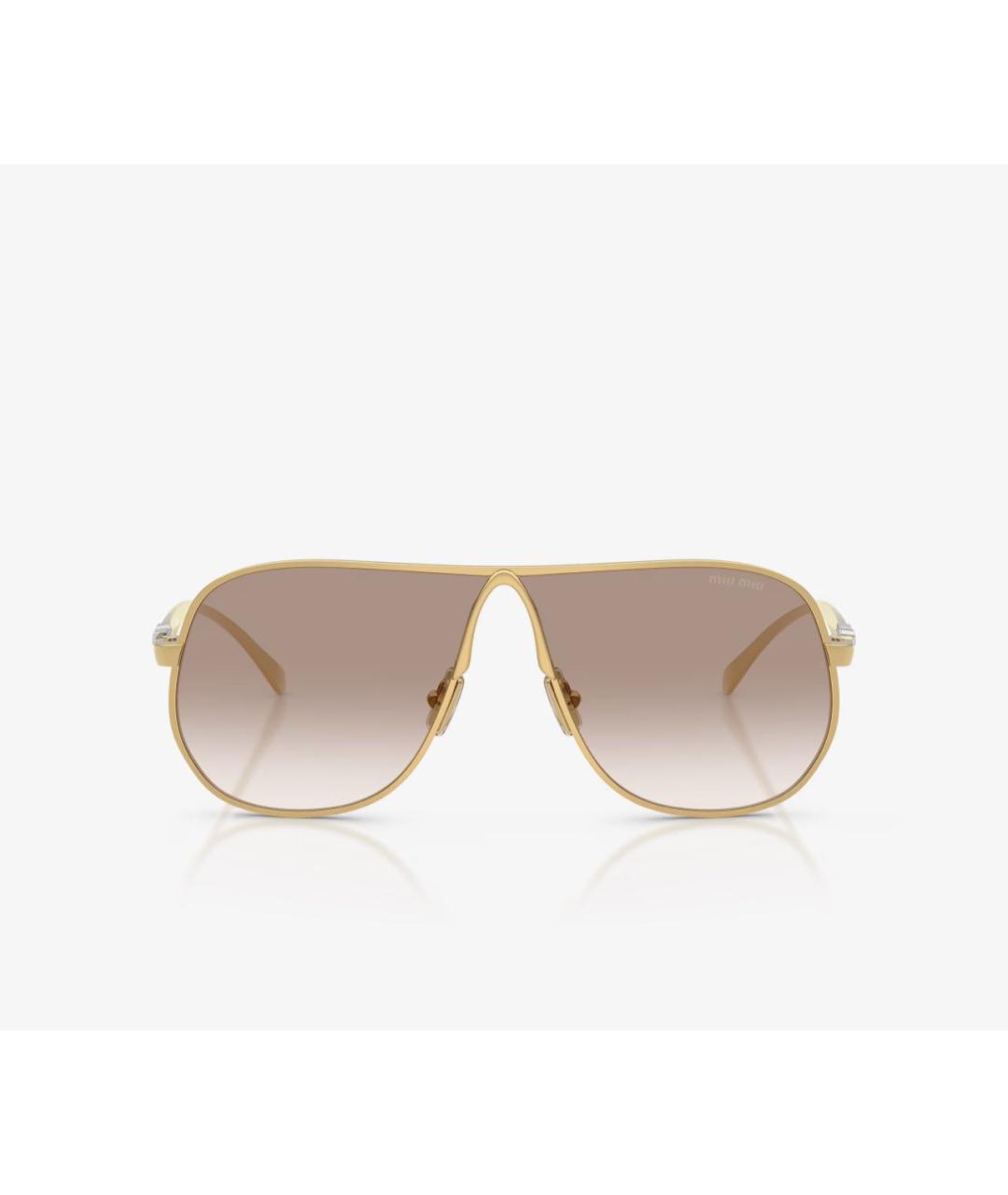 MIU MIU Золотые металлические солнцезащитные очки, фото 7