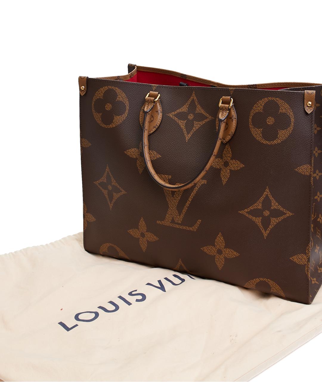 LOUIS VUITTON Коричневая кожаная сумка тоут, фото 6