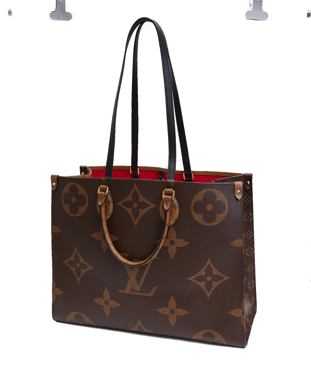 LOUIS VUITTON Коричневая кожаная сумка тоут, фото 5