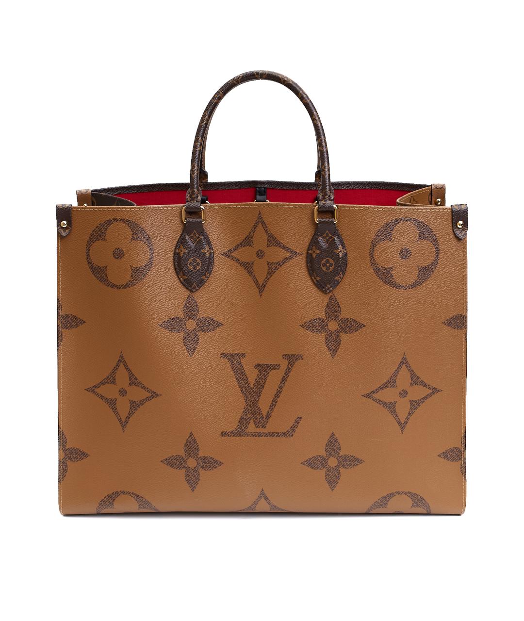 LOUIS VUITTON Коричневая кожаная сумка тоут, фото 3
