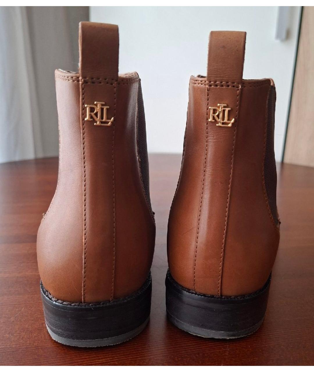 RALPH LAUREN Коричневые кожаные полусапоги, фото 4