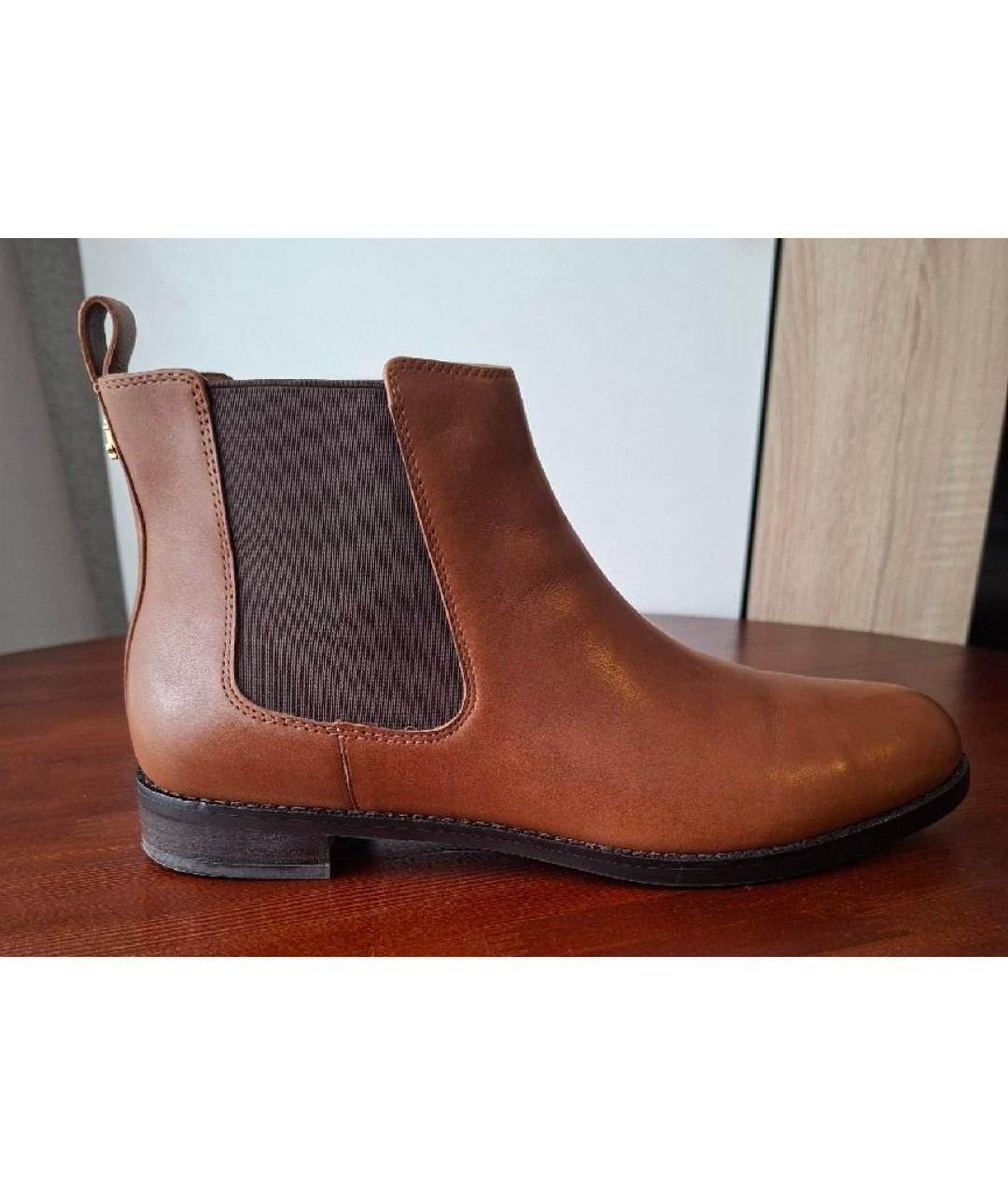 RALPH LAUREN Коричневые кожаные полусапоги, фото 6