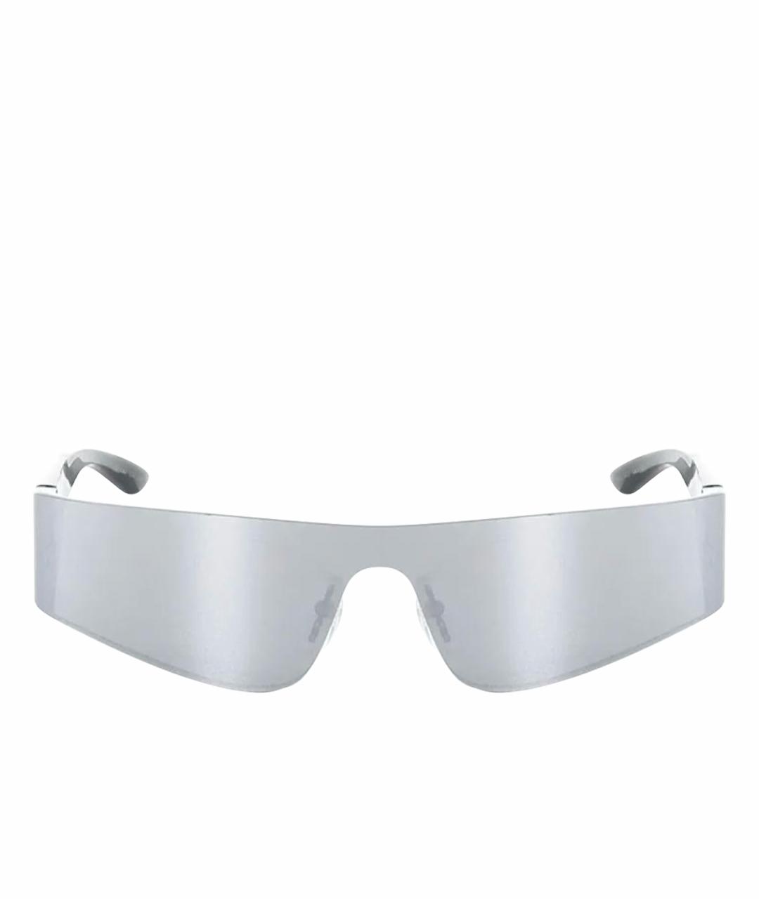 BALENCIAGA Серебряные пластиковые солнцезащитные очки, фото 1