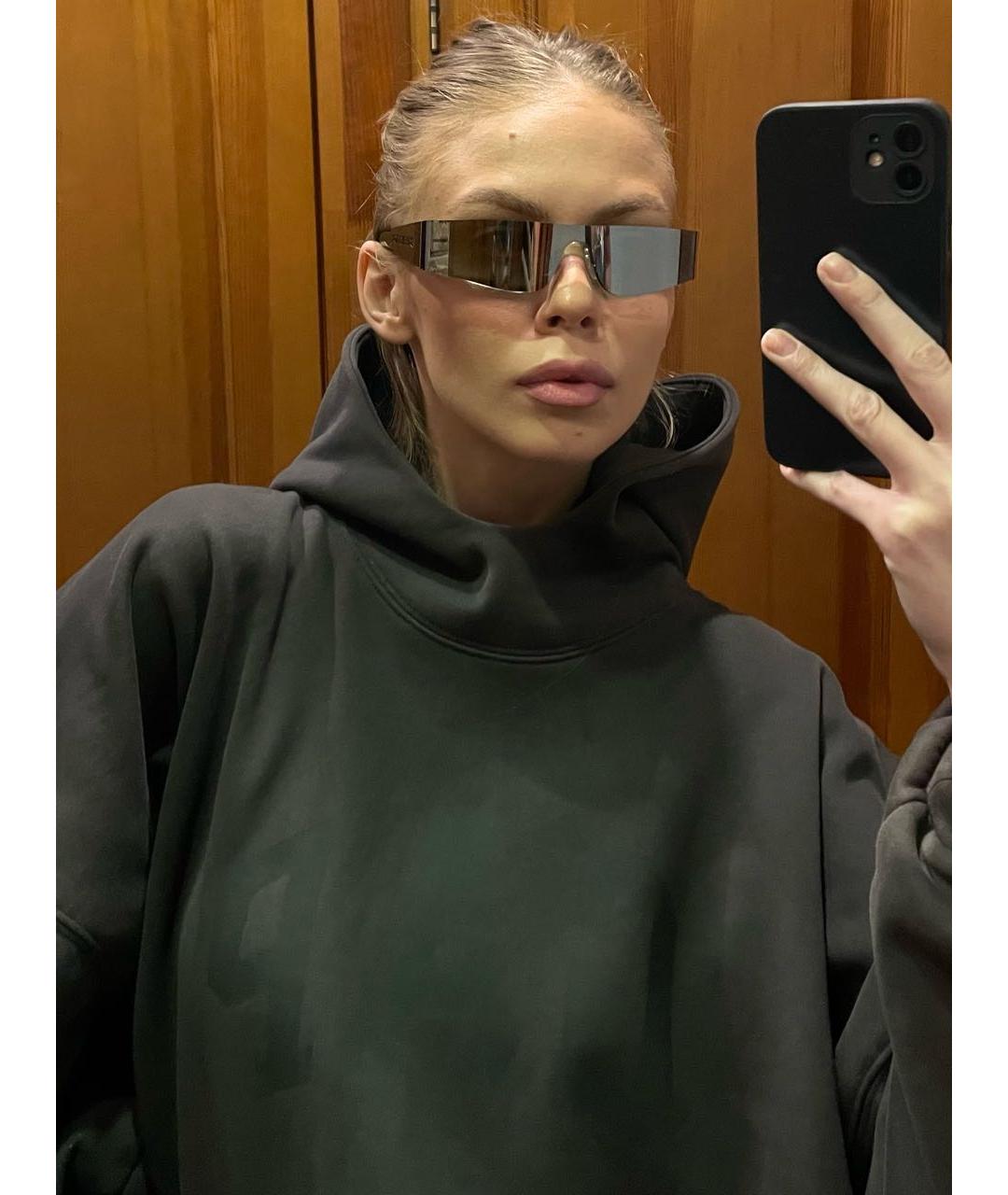 BALENCIAGA Серебряные пластиковые солнцезащитные очки, фото 7