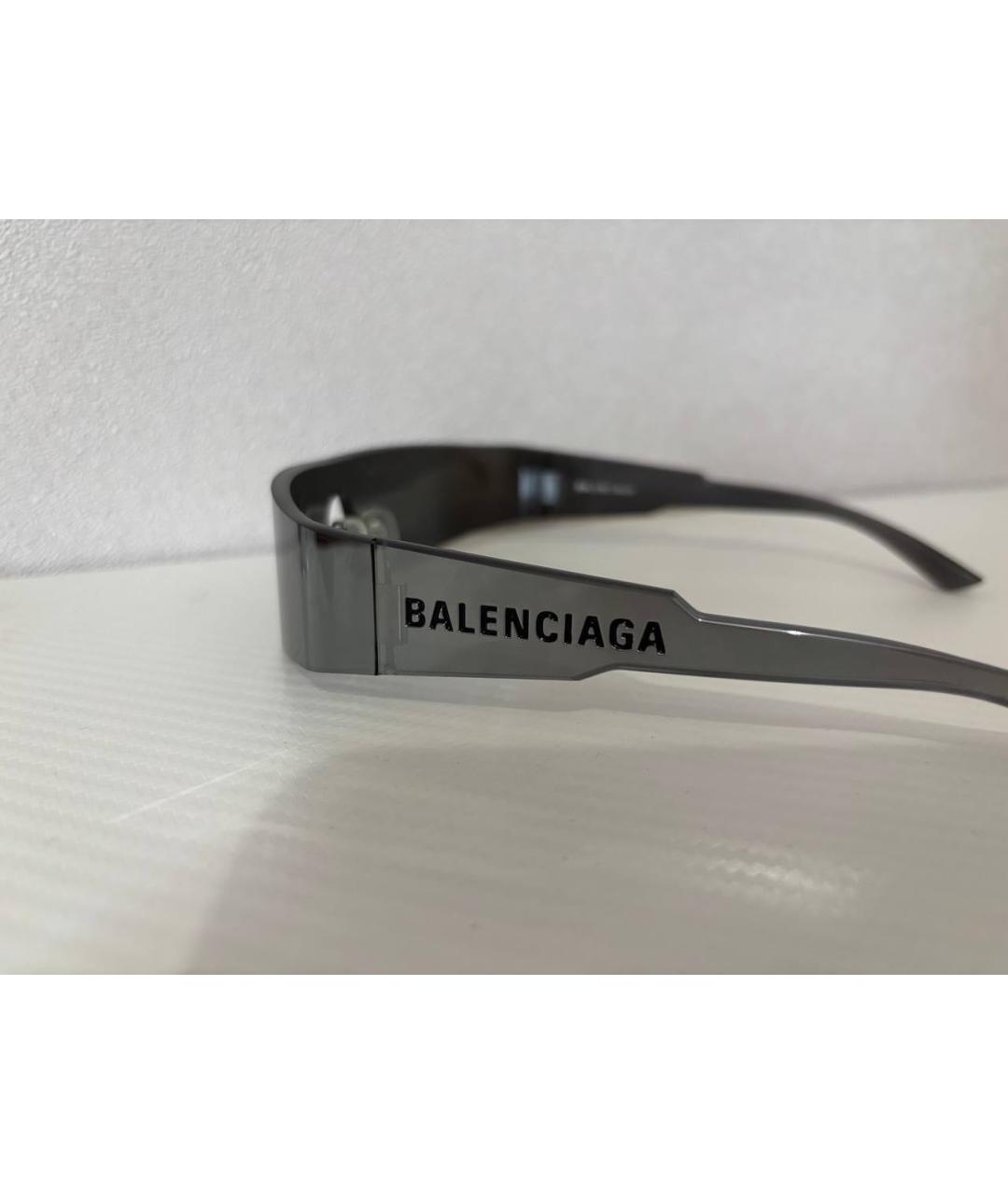 BALENCIAGA Серебряные пластиковые солнцезащитные очки, фото 2