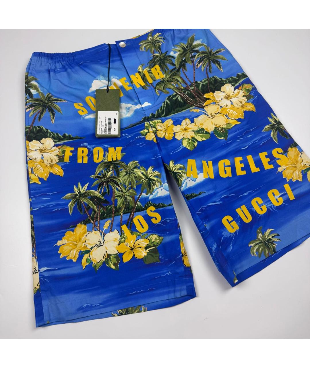 GUCCI Синие хлопковые шорты, фото 2