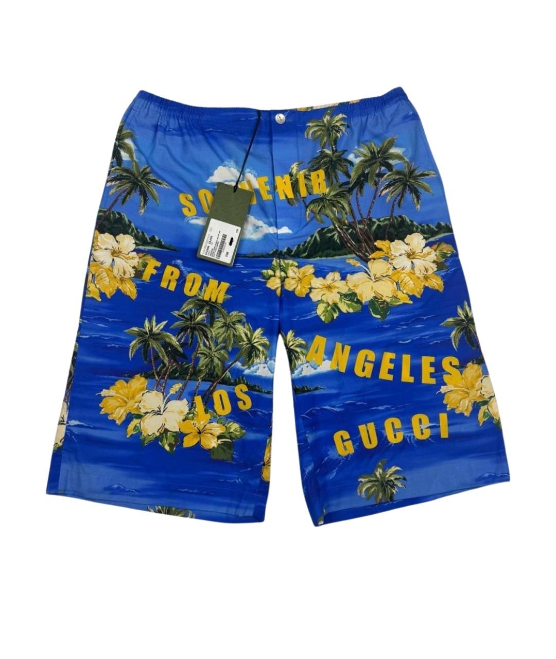 GUCCI Синие хлопковые шорты, фото 10