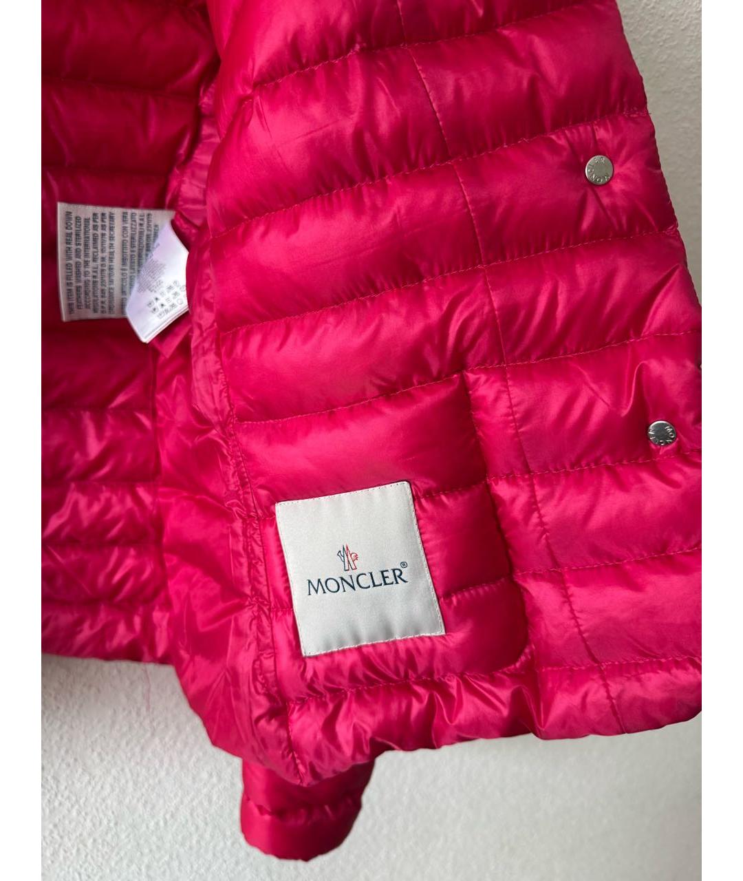 MONCLER Розовая полиэстеровая куртка, фото 6