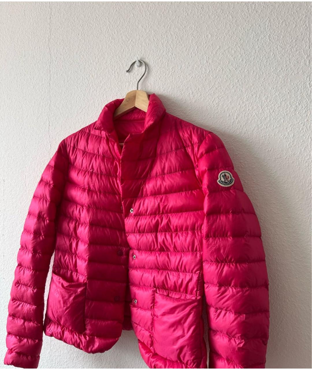 MONCLER Розовая полиэстеровая куртка, фото 3