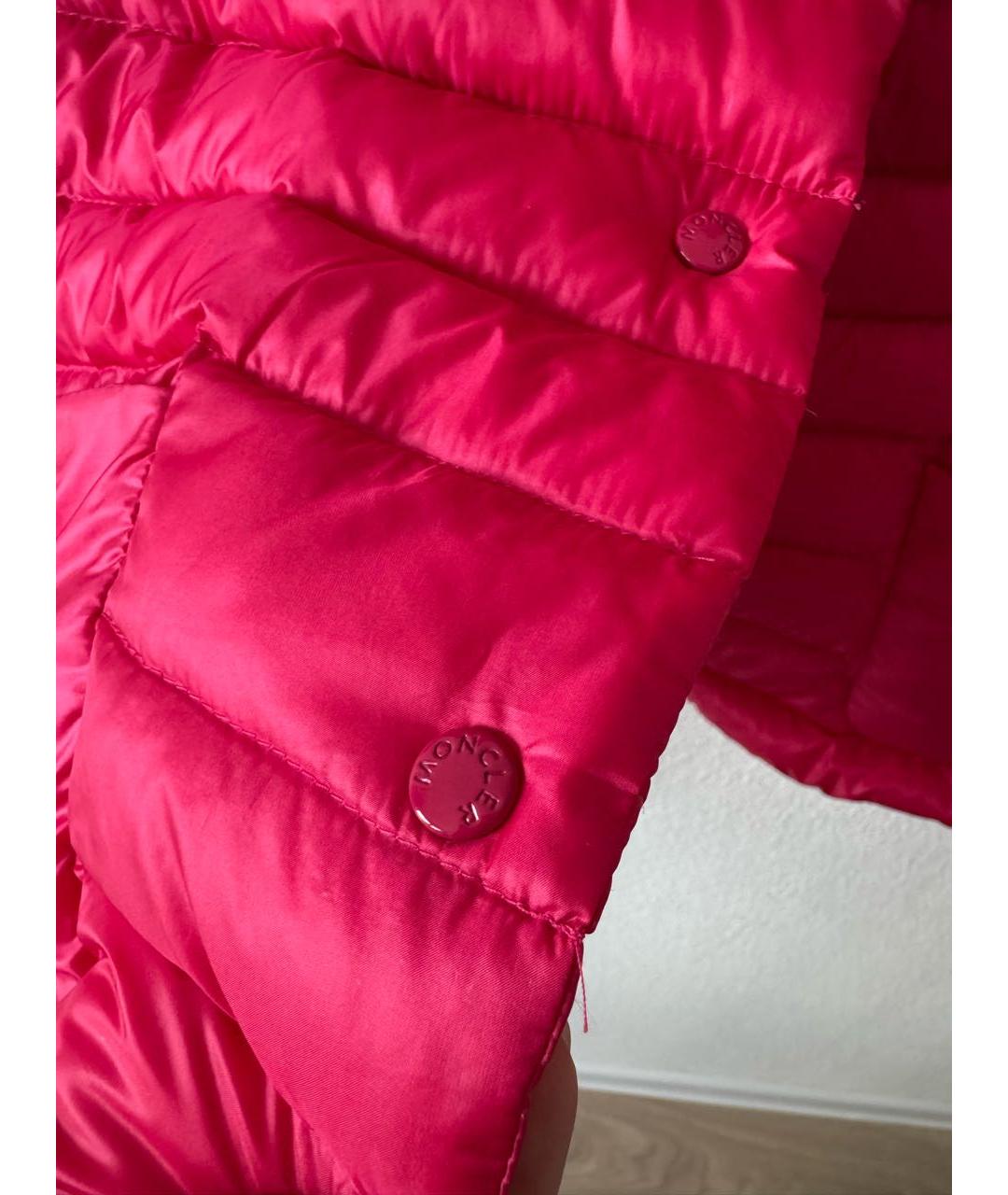 MONCLER Розовая полиэстеровая куртка, фото 7